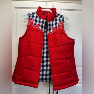 Cruel Girl Red Quilted Vest with Checkered Lining